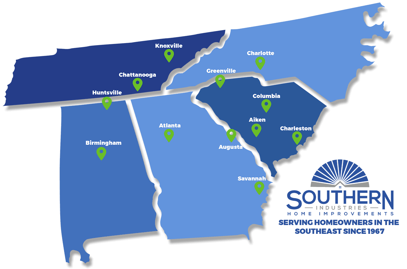 Southern Industries Home Improvements locations on map