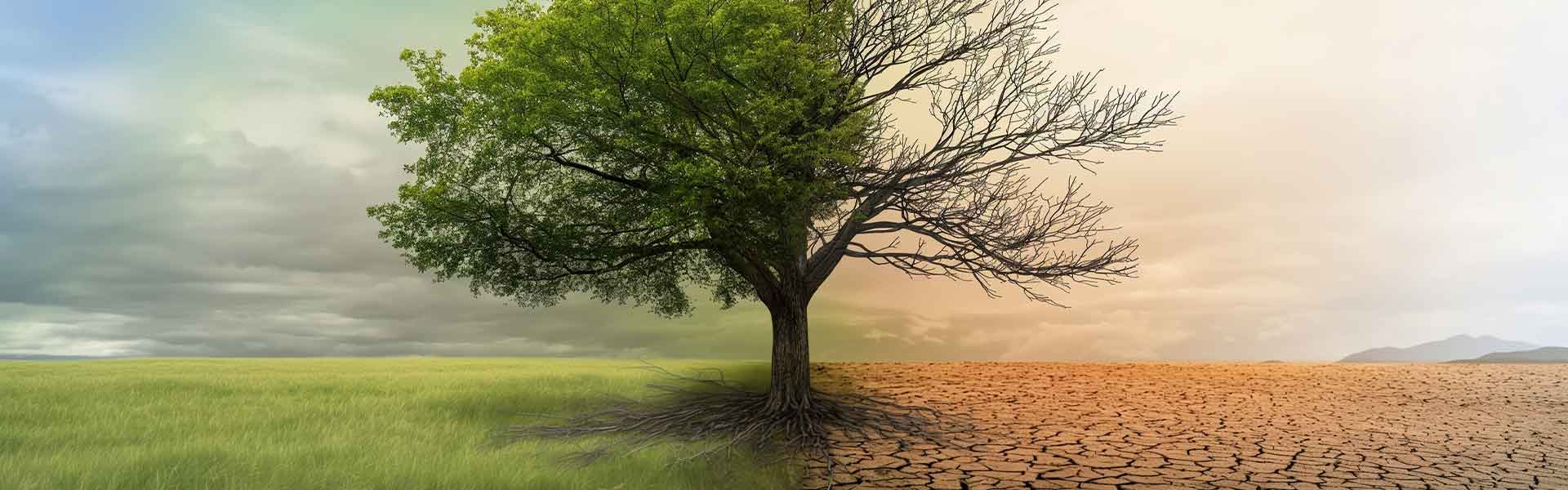 Striking Duality A Single Tree Illustrates the Contrast of Climate Change