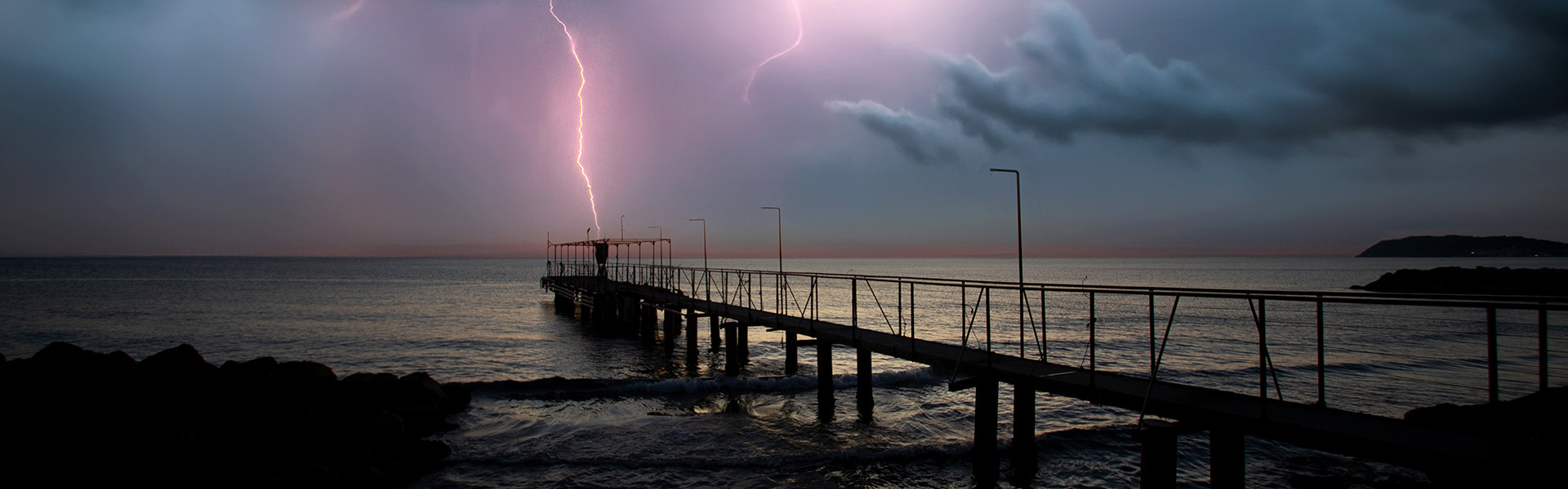 Lighting strike on a pier
