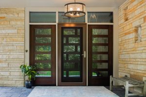 460-M3 Signet Fir - Truffle - Two Sidelites - Deluxe Storm Door